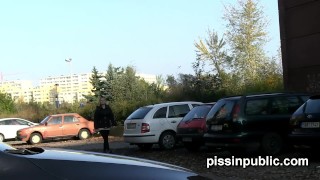 Reckless girls managed to find a sweet spot to piss between parked cars