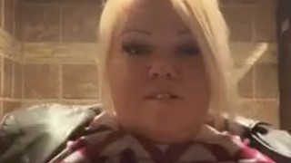 BBW being silly flashing at work’s bathroom