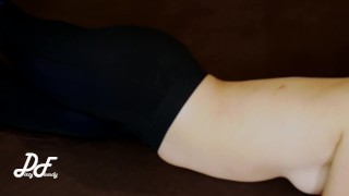 Crossed Legs Orgasm in Black Sport Leggings ~DirtyFamily~