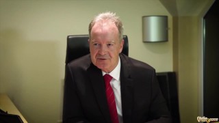 Brunette blonde and old man with big dick in hardcore threesome