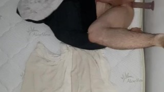 TEEN 18 YEAR OLD FUCKING HARD AND FAST HIS BIG ASS WITH HUGE DILDO ON WALL