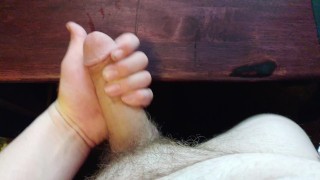 Big Thick White Cock Stroking and slapping table straight guy