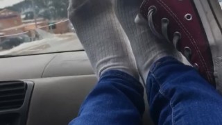 Extremely dirty sock foot tease