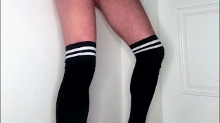 Intense clit orgasm with a toy. Standing, leg shaking, screaming out loud!