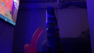 Jock Playing With Huge Bad Dragon Dildo