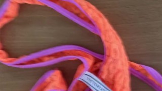 Wanking over a VS thong whilst watching porn