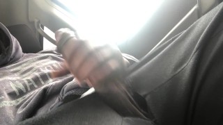 Jerking my big dick in car 1