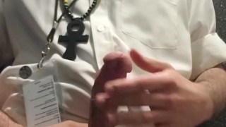 Long dick nerd enjoys teasing himself before work