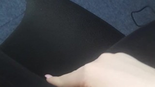 Horny blonde College teen in classroom teasing herself in detention