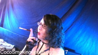 smoking with holder and lace gloves