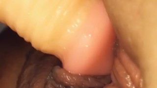 Chubby teen loves her big toy cock