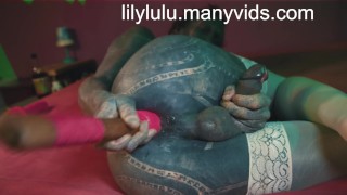 Heavily tattooed transgender gape and stretch her prolapse asshole