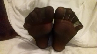 My soles and feet in pantyhose - spreading my toes