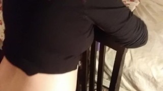 Fucking my new dildo on kitchen chair