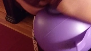 Fucking my new dildo on kitchen chair