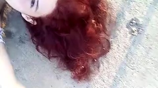 Beautiful Venezuelan Redhead masturbating in public on the caribean beach