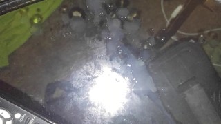 Jerk off and Cumming on table