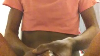 Tat's Pink Shirt And bikini Male black undies.. Cumshot