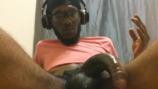 Tat's Pink Shirt And bikini Male black undies.. Cumshot