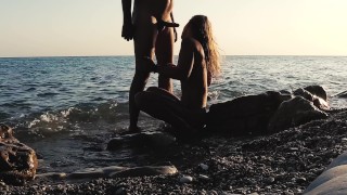 Outdoor sex. Hot russian slut nudist girl have fun on the wild beaches