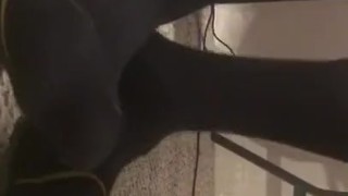 Male feet worship black office socks