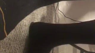 Male feet worship black office socks