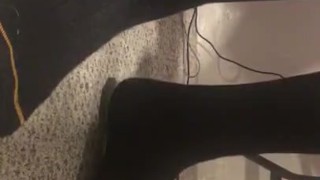 Male feet worship black office socks
