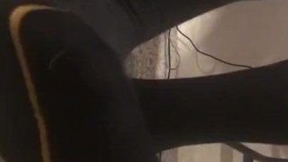 Male feet worship black office socks