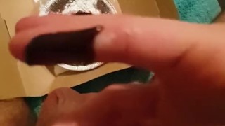 Licking the lavacake (chocolate) off of my dick