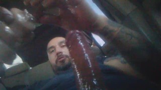 Up close car jackoff