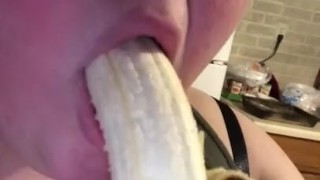 Deepthroating a banana