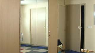 Mistress hides in the closet then joins in for hardcore threesome fuck