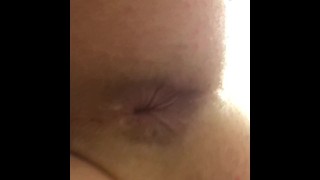 Twink slut shows cum filled ass