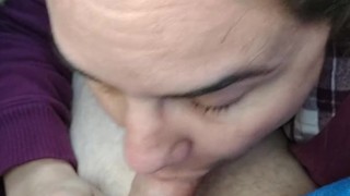 Dirty wife sucking and swallowing a small cocked stranger she just met