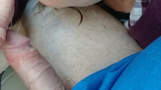Dirty wife sucking and swallowing a small cocked stranger she just met