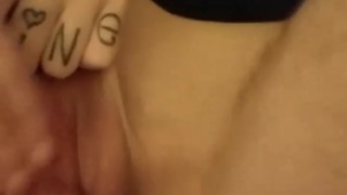 Punk girl rubs her clit while getting fucked