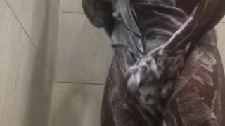U.S MARINE shows off hard cock in shower!!!! MUST SEE