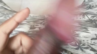 Uncut Sri lankan boy playing with foreskin.