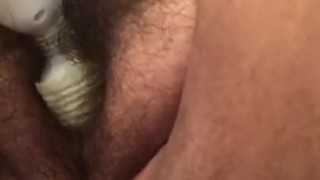BBW masturbates hairy pussy and cums
