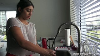 Violet Myers Sexy Dishwashing Voyeur Time