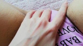 playing with my pussy hair in panties close up