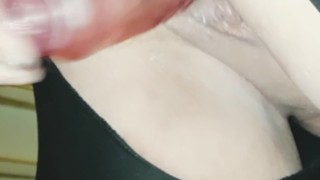 Playing with my pussy in my crotchless leggings