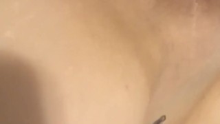 Huge dildo in soaking wet pussy