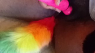 Rainbow Fox Playing With her Hairy Pussy