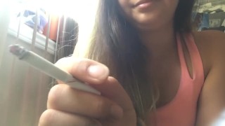 First Cigarette of the Day -- MissDeeNicotine Crushes Her Cigarette