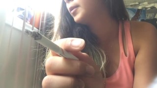 First Cigarette of the Day -- MissDeeNicotine Crushes Her Cigarette