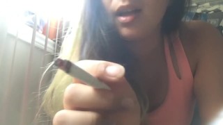First Cigarette of the Day -- MissDeeNicotine Crushes Her Cigarette