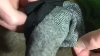 Massive cumshot in sock