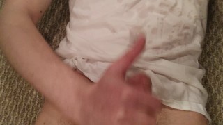 Shooting a big load all over my shirt
