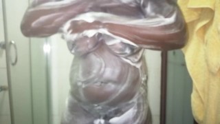 Real African Stepmom washing her DIRTY VAGINA